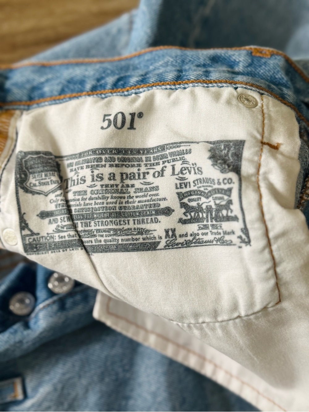 Levi's Light Blue Distressed Denim Shorts - Picture 6 of 8